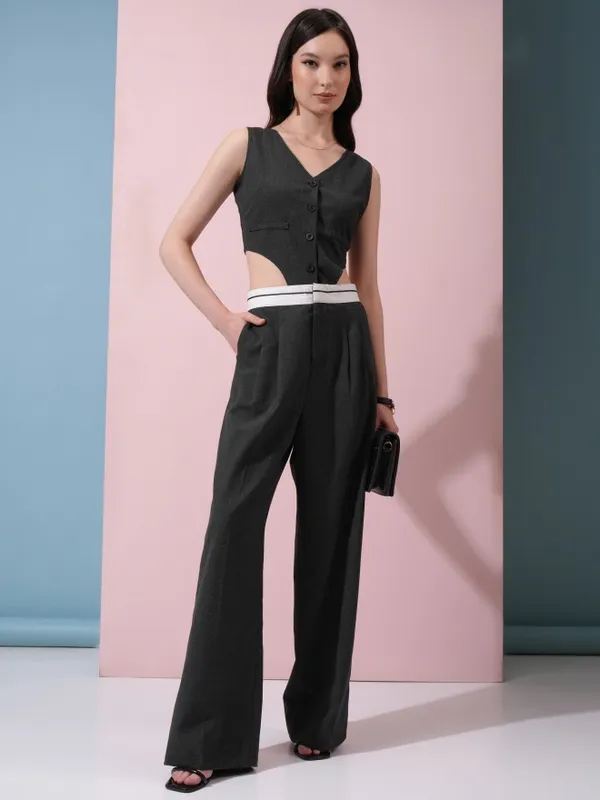 Tokyo Talkies Women Charcoal Top With Trouser