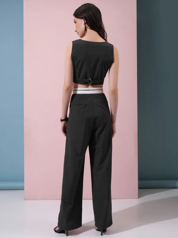 Tokyo Talkies Women Charcoal Top With Trouser