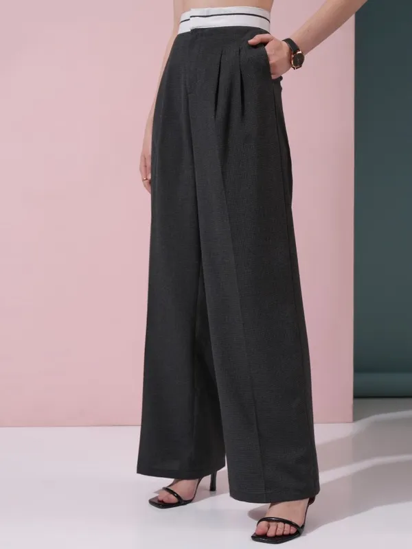 Tokyo Talkies Women Charcoal Top With Trouser