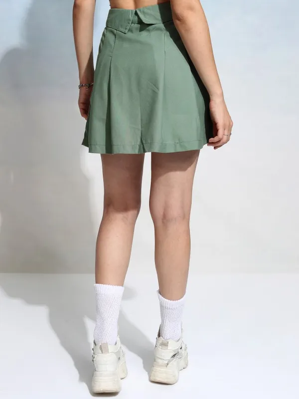 Tokyo Talkies Women Green Mini Skirt