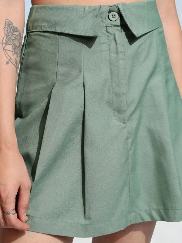 Tokyo Talkies Women Green Mini Skirt