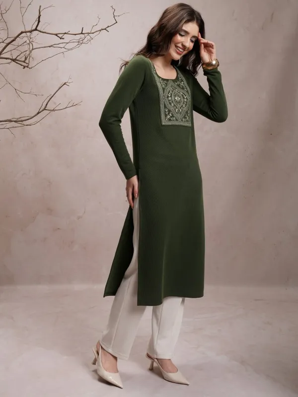 Embroidered Straight Kurta
