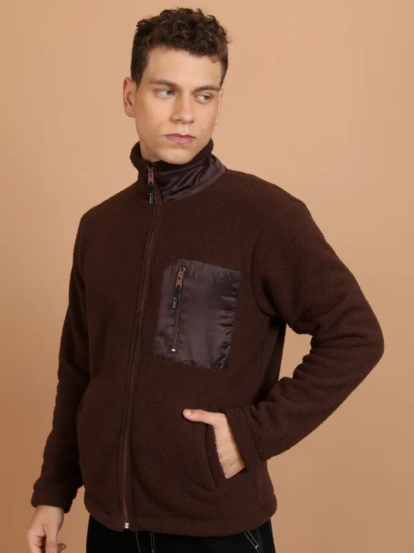  Highlander Men Brown High Neck Pullover Sweatshirts