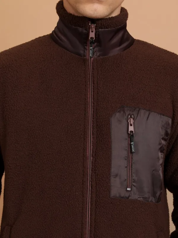  Highlander Men Brown High Neck Pullover Sweatshirts