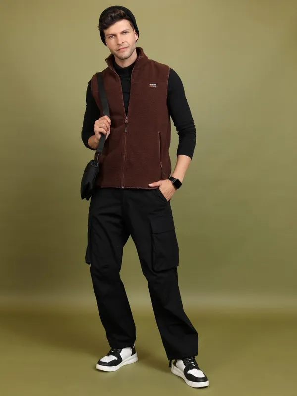  Highlander Men Brown High Neck Pullover Sweatshirts
