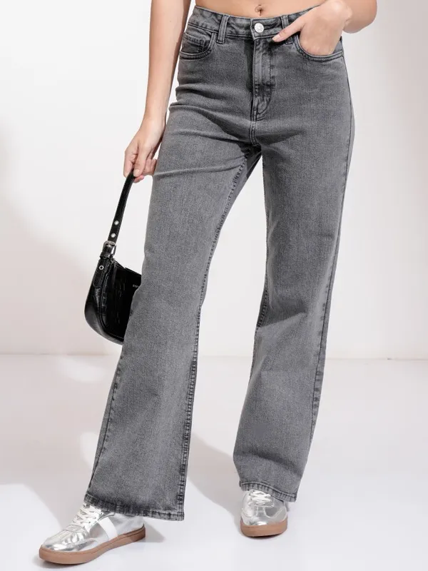 Tokyo Talkies Women Grey Flared Stretchable Jeans