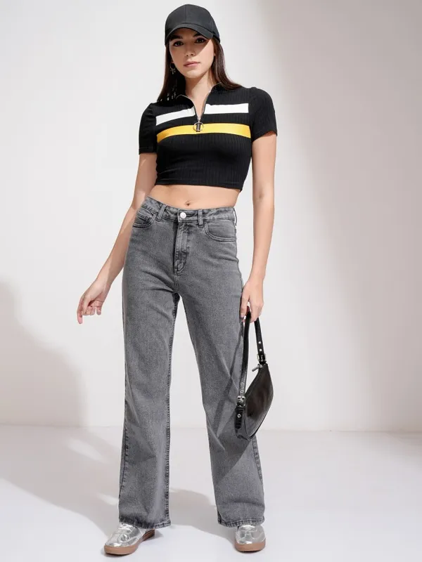 Tokyo Talkies Women Grey Flared Stretchable Jeans