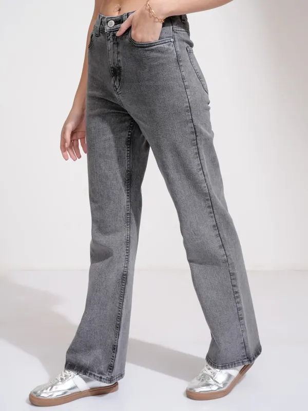 Tokyo Talkies Women Grey Flared Stretchable Jeans