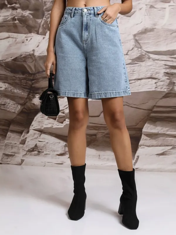  Tokyo Talkies Women Blue Regular Fit Shorts