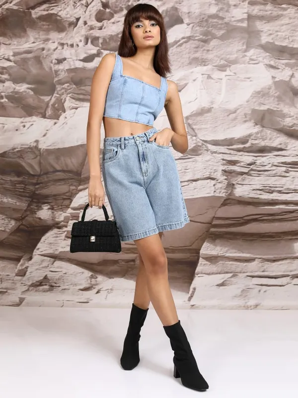  Tokyo Talkies Women Blue Regular Fit Shorts