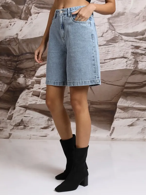  Tokyo Talkies Women Blue Regular Fit Shorts
