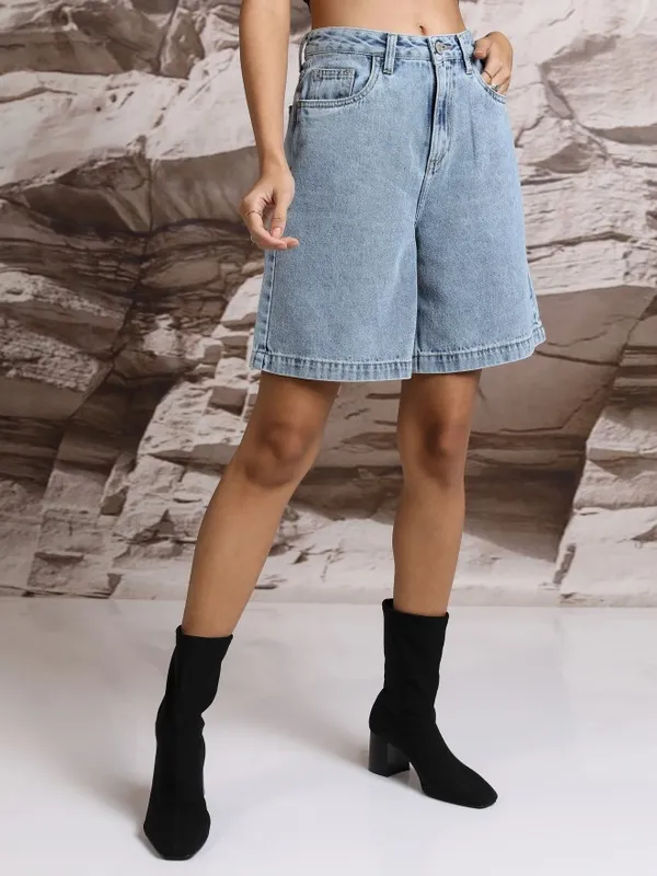  Tokyo Talkies Women Blue Regular Fit Shorts