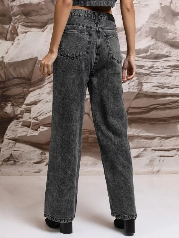 Tokyo Talkies Women Grey Straight Fit Stretchable Jeans