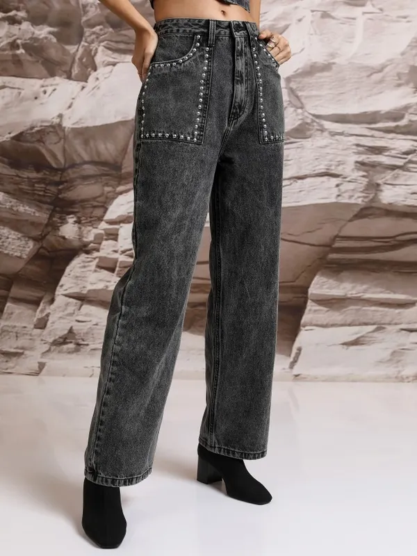 Tokyo Talkies Women Grey Straight Fit Stretchable Jeans