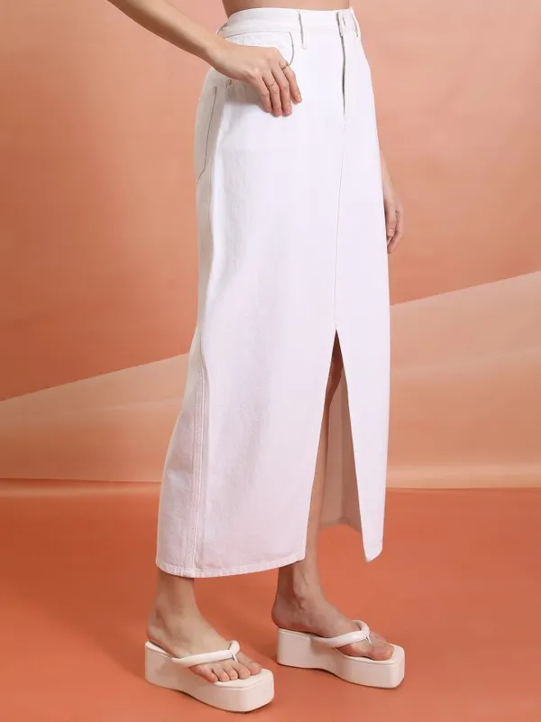  Tokyo Talkies Women White Midi Skirts