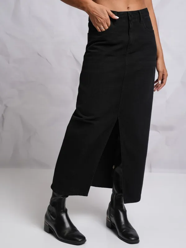  Tokyo Talkies Women Black Maxi Skirts