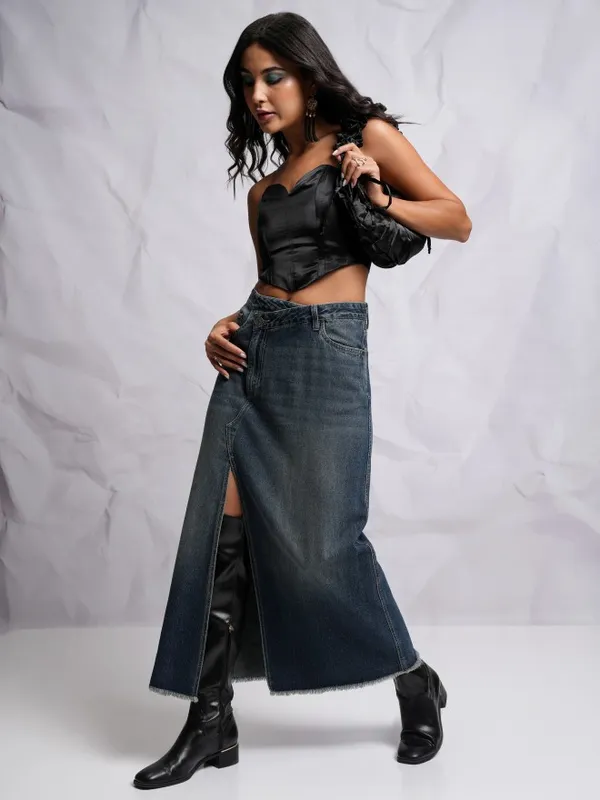 Tokyo Talkies Women Blue Maxi Skirt