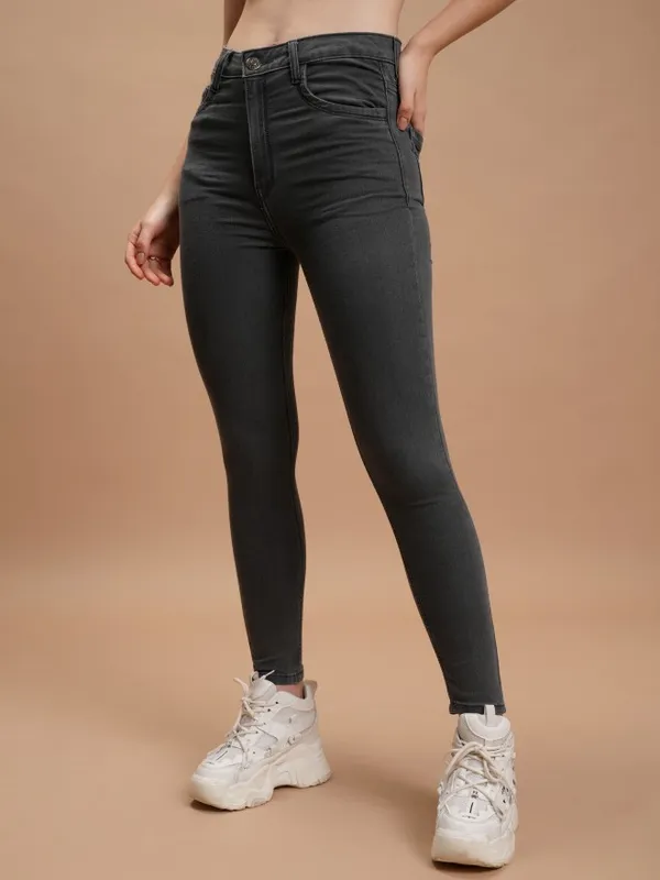 Tokyo Talkies Women Grey Skinny Fit Stretchable Jeans