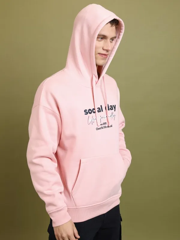  Highlander Men Pink Hood Pullover Sweatshirts