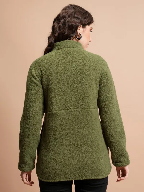  Tokyo Talkies Women Green Open Front Jacket Jackets