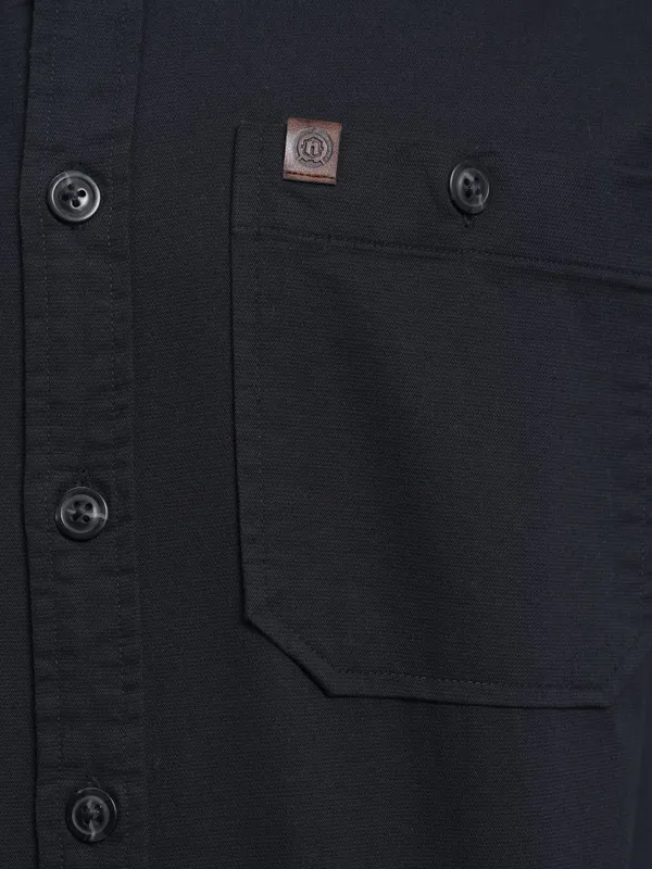  Locomotive Men Navy Blue Solid Oversized Fit Casual Shirts