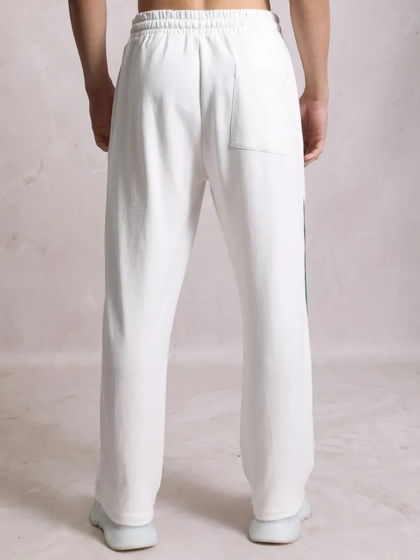  Highlander Men White Relaxed Fit Track Pants