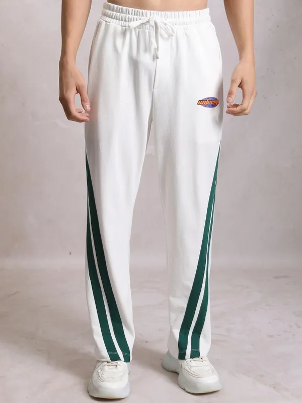  Highlander Men White Relaxed Fit Track Pants