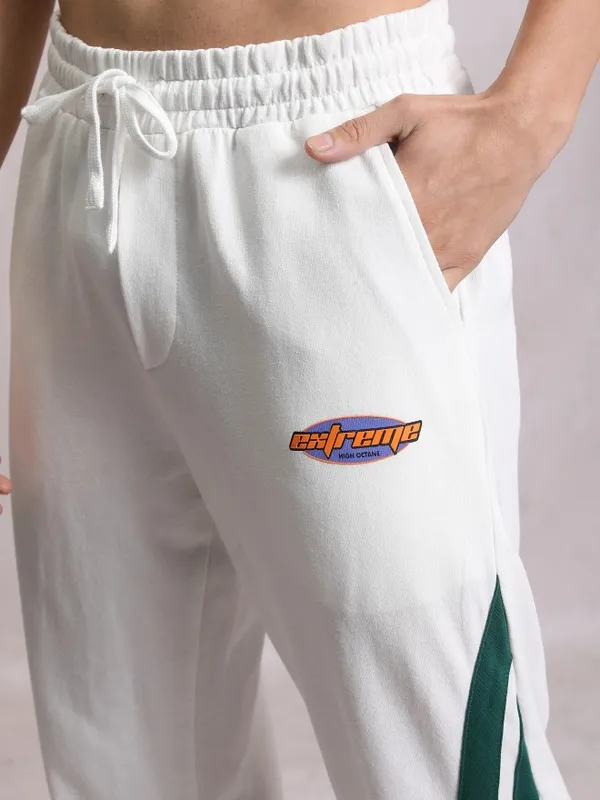  Highlander Men White Relaxed Fit Track Pants