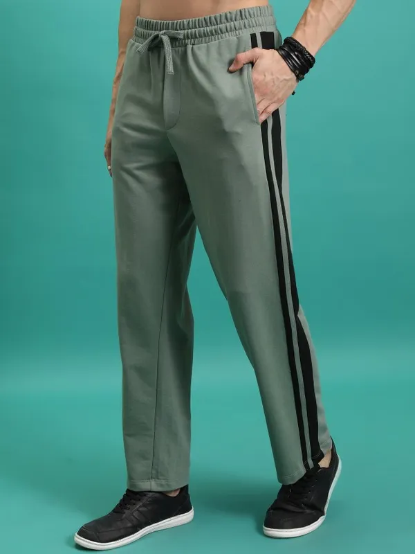  Highlander Men Green Straight Fit Track Pants