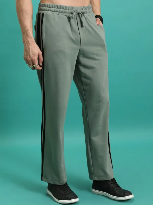  Highlander Men Green Straight Fit Track Pants