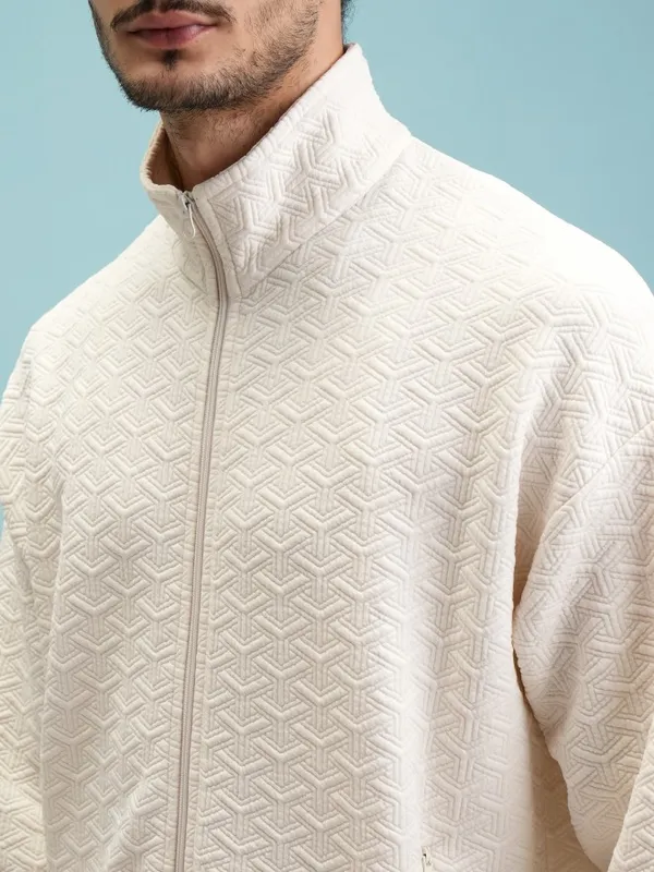 Men Self Design Oversized Fit Sweatshirt
