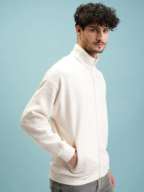 Men Self Design Oversized Fit Sweatshirt