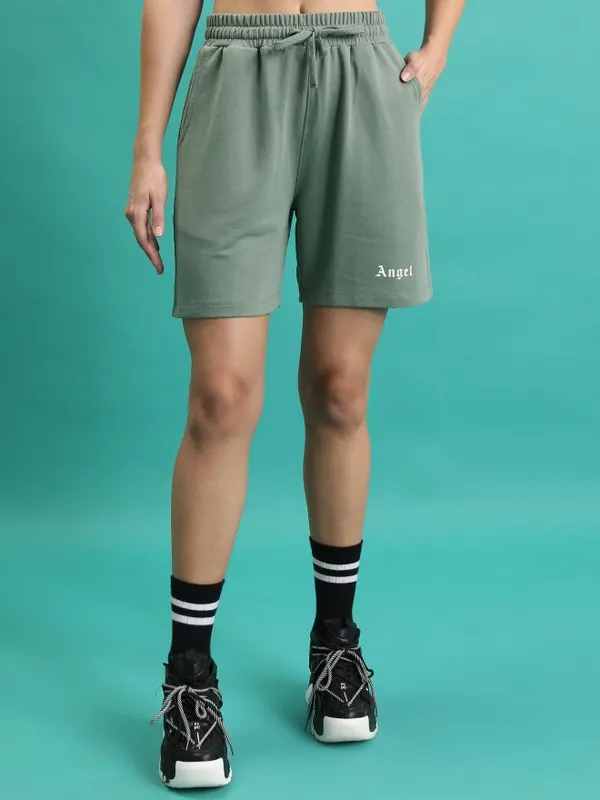  Tokyo Talkies Women Green Loose Fit Shorts