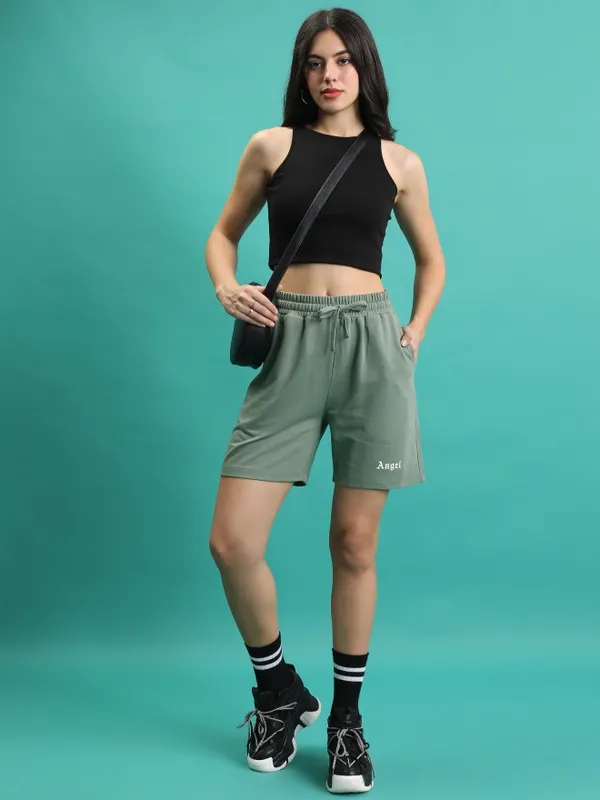  Tokyo Talkies Women Green Loose Fit Shorts