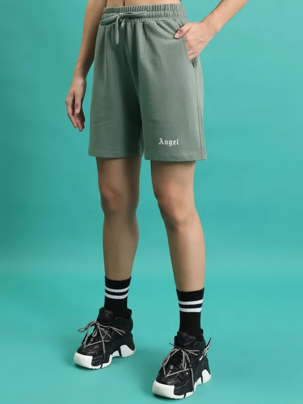  Tokyo Talkies Women Green Loose Fit Shorts