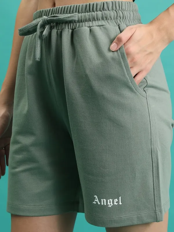  Tokyo Talkies Women Green Loose Fit Shorts