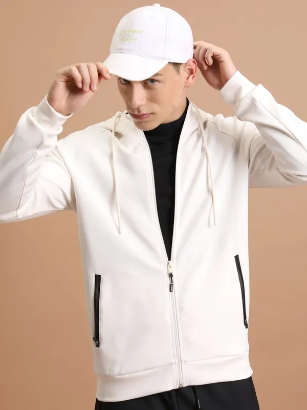  Highlander Men White Hood Front-Open Sweatshirts