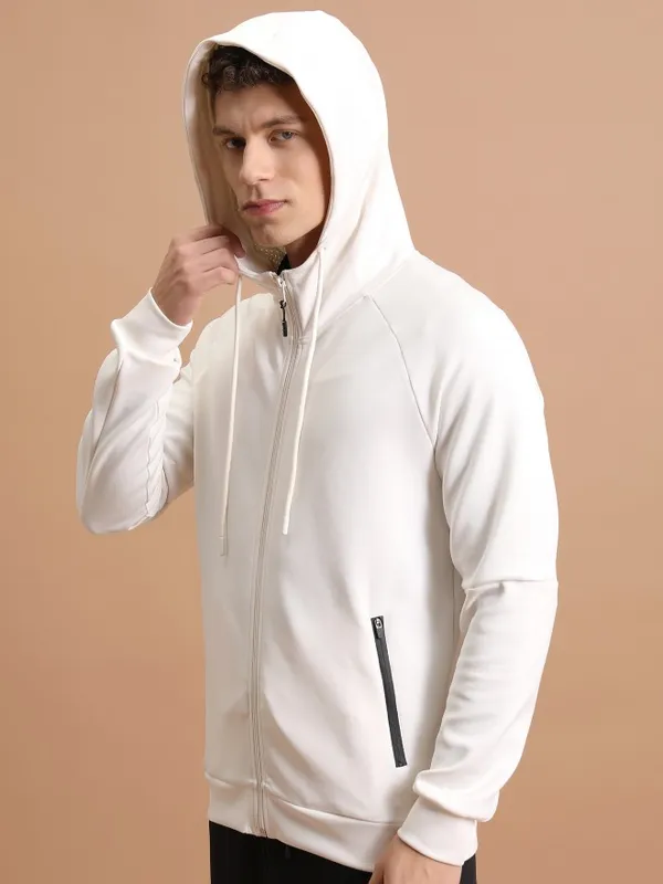  Highlander Men White Hood Front-Open Sweatshirts
