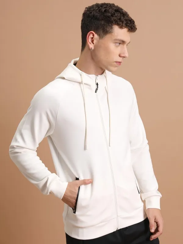  Highlander Men White Hood Front-Open Sweatshirts