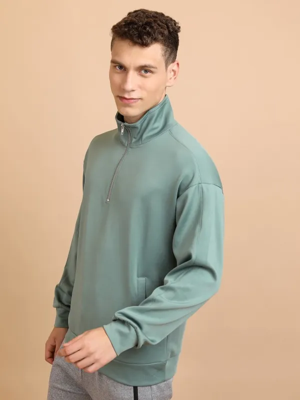  Highlander Men Green High Neck Pullover Sweatshirts