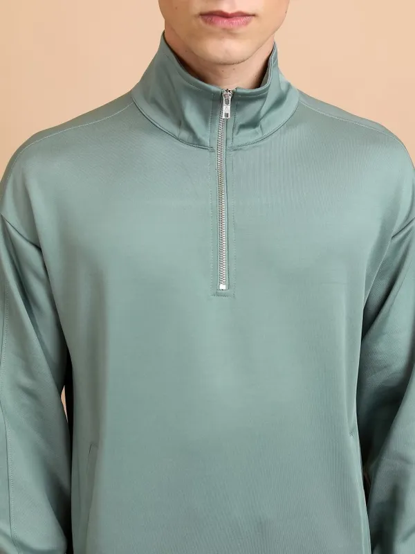  Highlander Men Green High Neck Pullover Sweatshirts