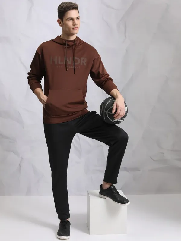  Highlander Men Brown Hood Pullover Sweatshirts