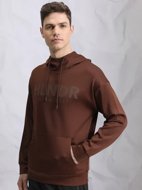 Highlander Men Brown Hood Pullover Sweatshirts
