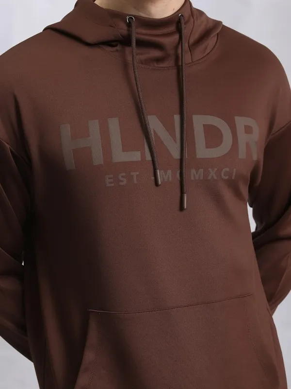  Highlander Men Brown Hood Pullover Sweatshirts