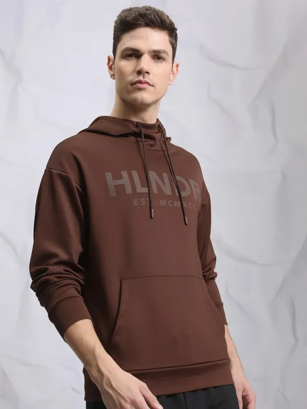  Highlander Men Brown Hood Pullover Sweatshirts