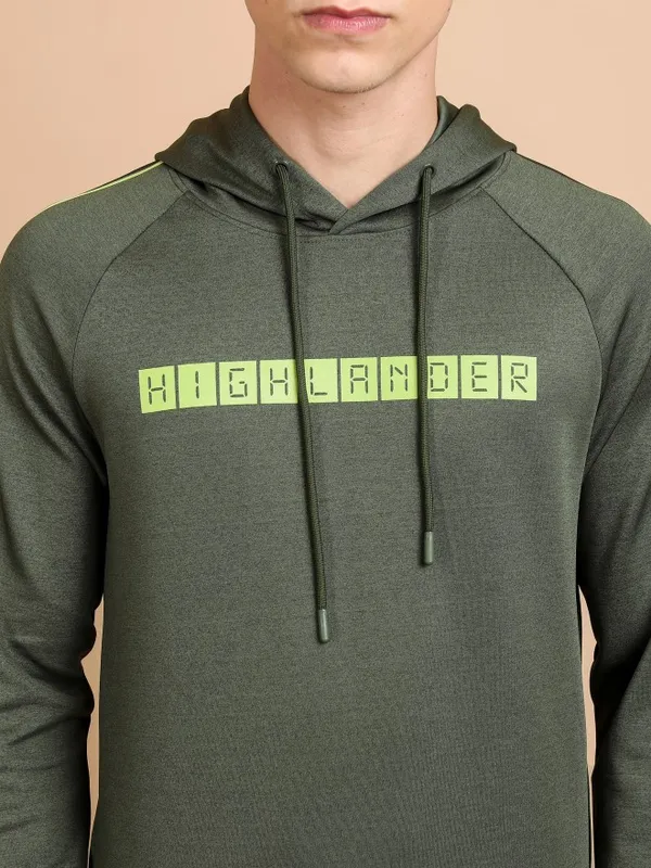  Highlander Men Green Hood Pullover Sweatshirts