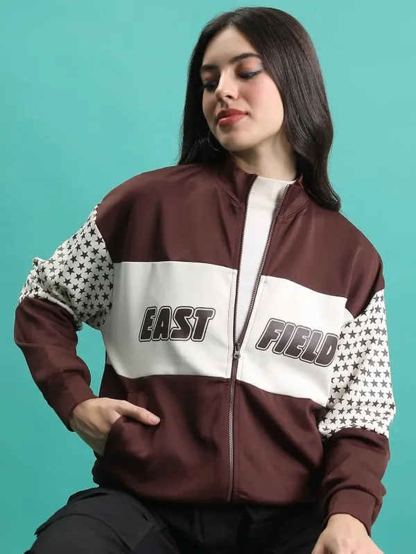 Tokyo Talkies Women Brown Open Front Jacket