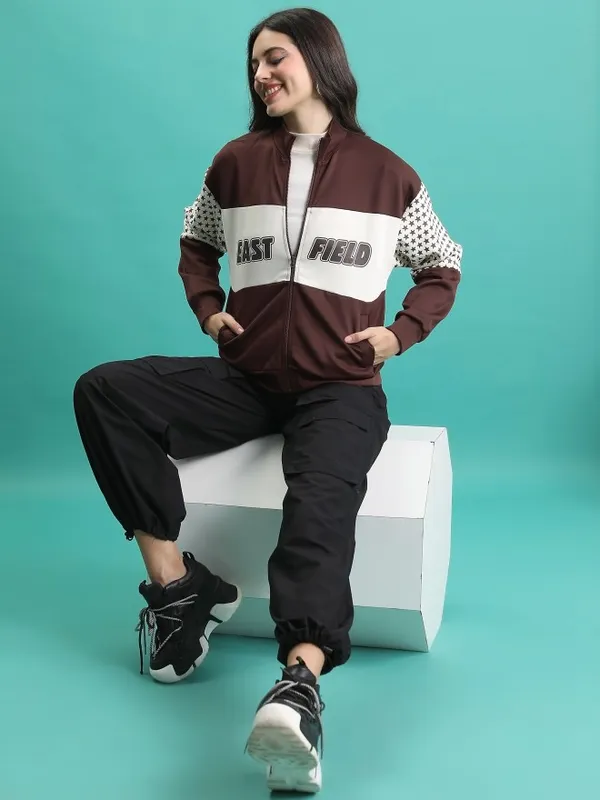 Tokyo Talkies Women Brown Open Front Jacket