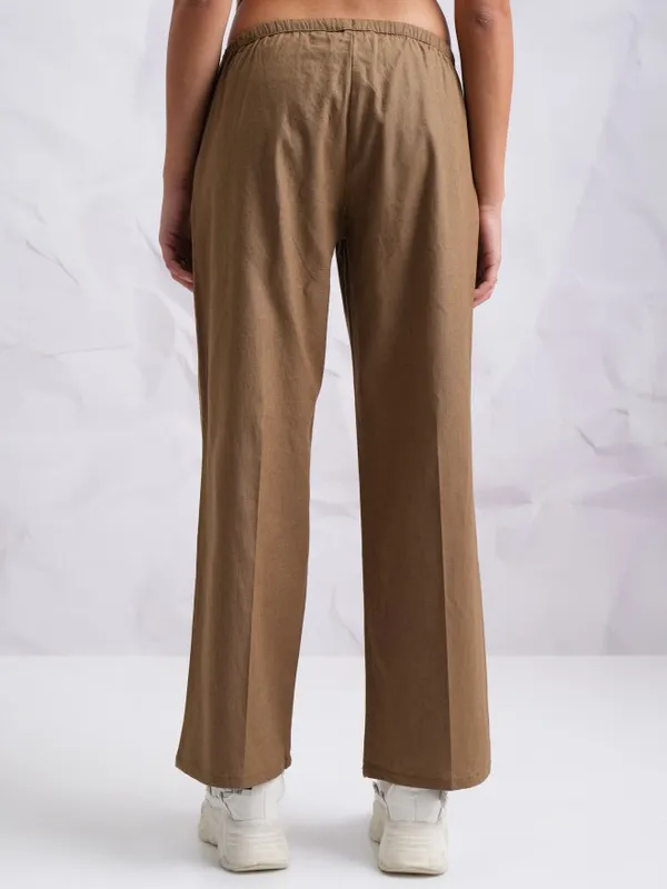 Solid Flared Casual Trousers