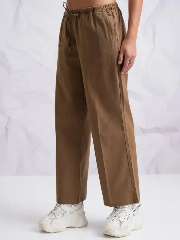 Solid Flared Casual Trousers